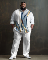 White Men's Ombre Art Big & Tall Long Sleeve Walking Set